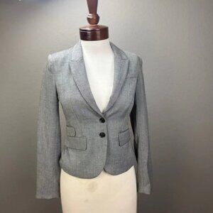 H&M NWT Gray 2 button Fitted Blazer jacket Elbow Patch Sz 4 Business Corpcore